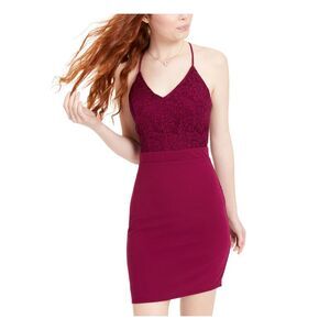 CITY STUDIO Womens Spaghetti Strap V Neck Short Evening Sheath Dress